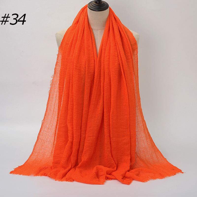 Solid Color Wrinkled Cotton-Linen Feel Women's Headscarf with Fur Edge