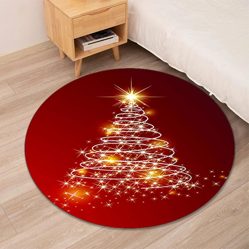 Christmas tree Printed Round Rug Carpet Chair Rug Area Rug Entryway Doormats,for Office Chair Living Room Bedroom Kitchen Room.