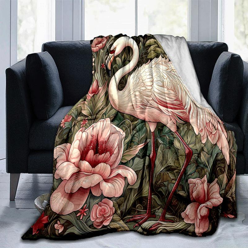 1pc Flamingo Printing Lightweight Flannel Blanket, Comfortable and Warm Blanket, for Camping Sofa Bed and Couch Office, Suitable for Gift Bla
