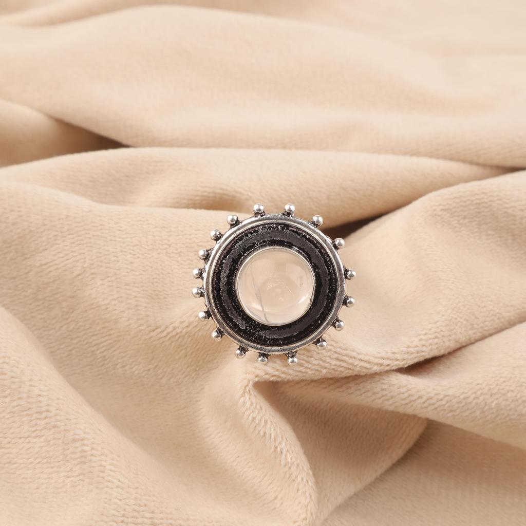Rose Quartz Gemstone Jewelry, Handmade Silver Ring, 925 Sterling Silver Spiritual Ring, Boho Jewelry Gift For Grandma