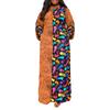 Übergroßes Damen Langarm Print Patchwork Lässiges Lockeres Maxi Kaftan Kleid