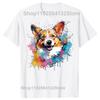 Summer New Vintage Welsh Corgi Dog Splash Art Colorful T Shirt Harajuku Funny Corgi Dog Lover Gifts TShirt Graphic Clothes