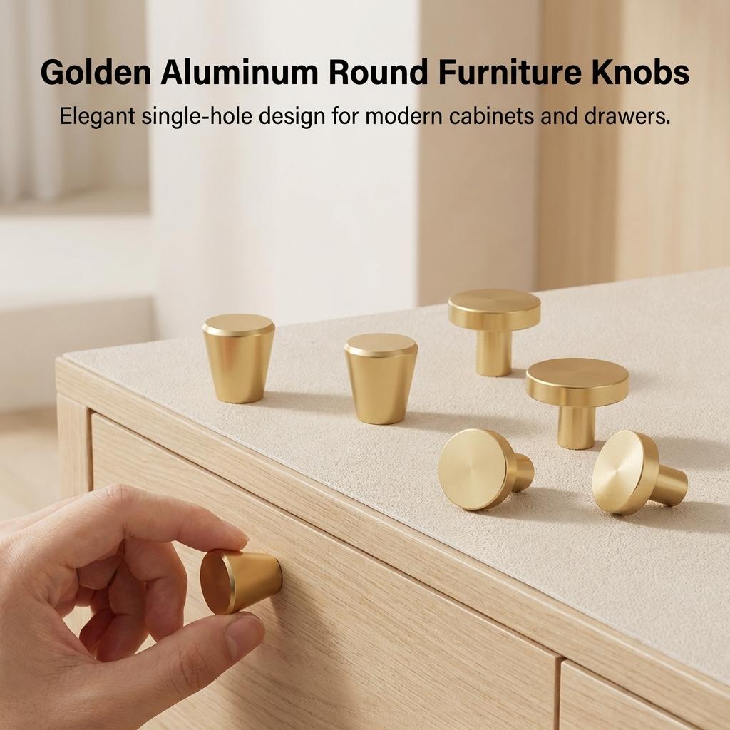 Aluminum Alloy Round Cabinet Knob Single Hole Furniture Handle Durable Corrosion Resistant Hardware for Drawer Wardrobe Door