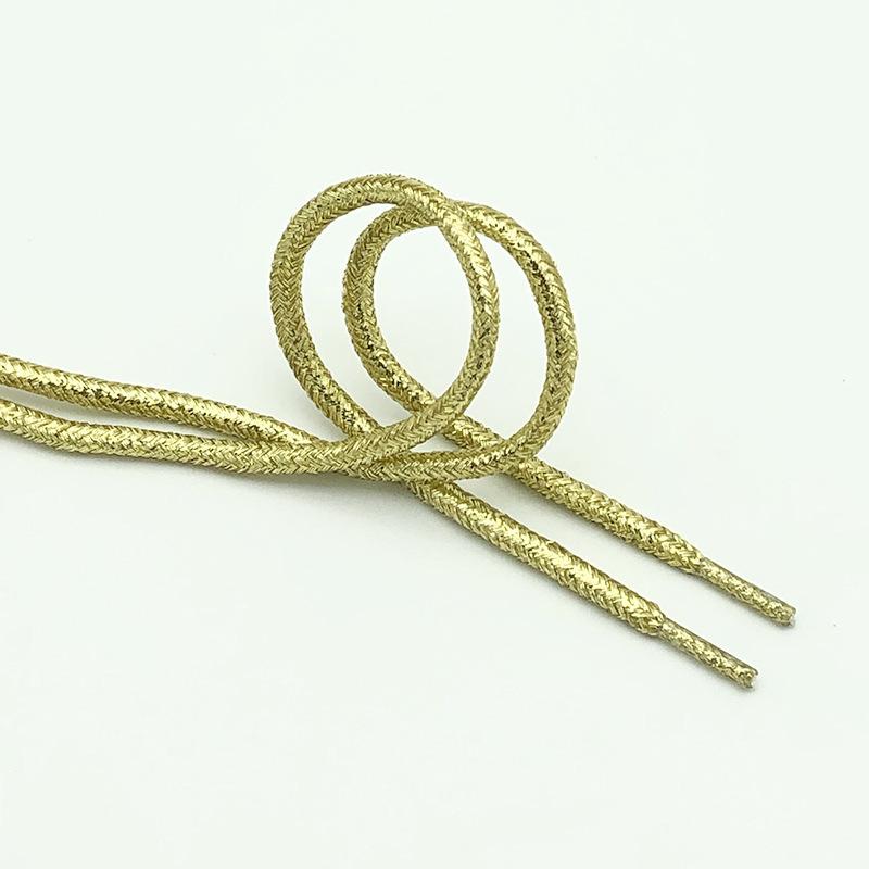 New Round Shiny Metallic Glitter Shoelaces Gold Silver Silk Shoe Laces Sports Canvas Casual Colorful Rainbow Gradient Shoelace