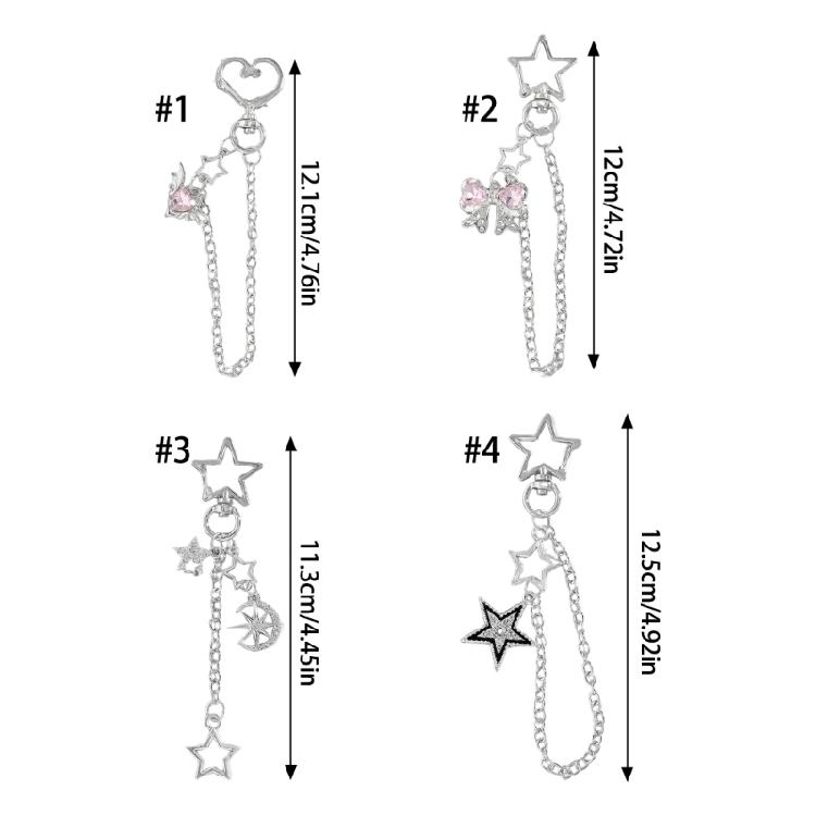 Stylish Keychain Multifunctional Metal Key Rings Devil Heart/Moon Star/Bowknot Keyring Pendant for Daily Use and Parties