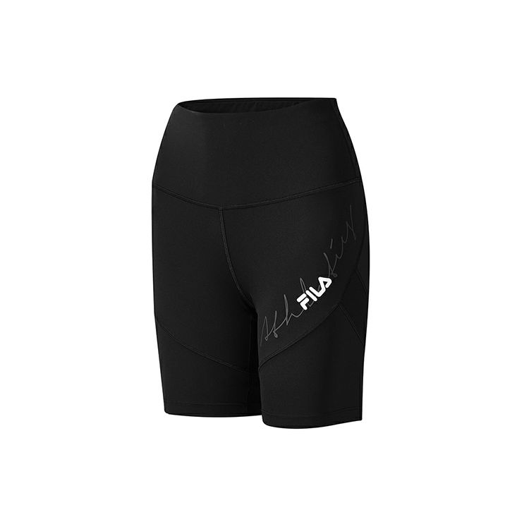 Fila SS22 Brand Logo Solid Color Breathable Cycling Shorts Women Shorts Black A11W221607F-BK