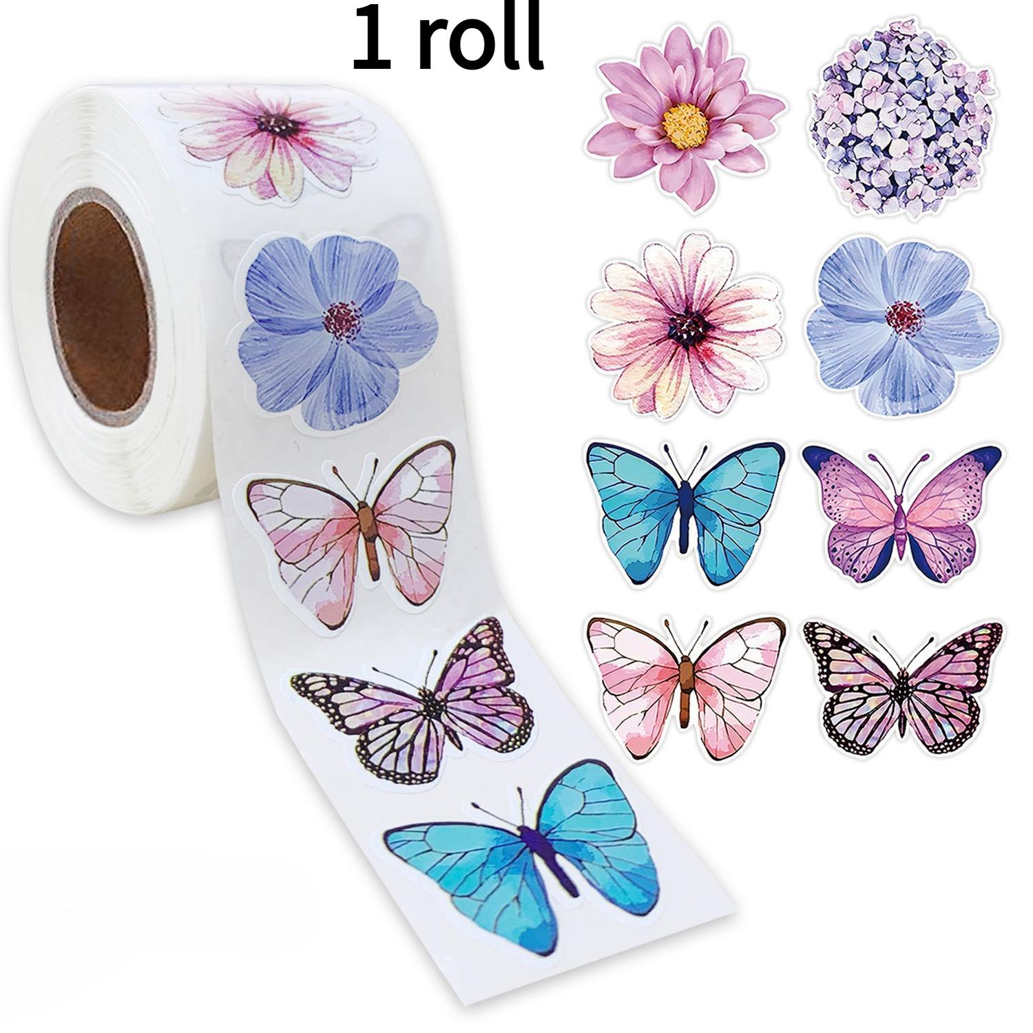 

1 Roll Butterfly Flower Stickers, Suitable for Home and Office Wall Decoration, Laptops, Water Bottles, Decorative Stickers