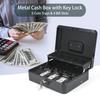 Cash Box Metal Money Box with 5 Coin Trays Cantilever Design & 4 Bill Slot with Spring Clips To Organize and 2 Keys