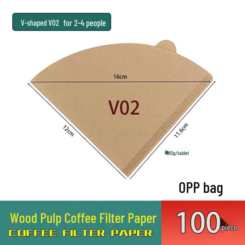 Fan-Shaped Hanging Ear Coffee Filter, Raw Wood Pulp, Drip Pour-Over, V02/04 Size.
