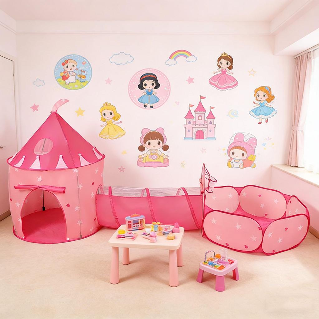 Floving 3-in-1 Kids Tent, 3-Piece Set, Foldable, Easy Setup, Kids Tent, Ball Pit, Indoor Play Tent House, Ball Tent, with Carry Bag, Marine World