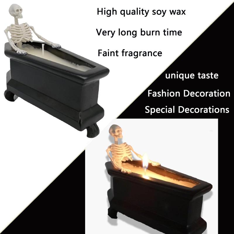 Skeleton Candle for Halloween Decorations Gothic-Inspired Long-Burning Crafted for a Haunting Ambiance the Perfect Ghostly Gift