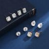 925 Sterling Silver High-End Fashion Jewelry White Zircon Round Earrings Exquisite Diamond-Studded Crystal Earrings Ladies Party