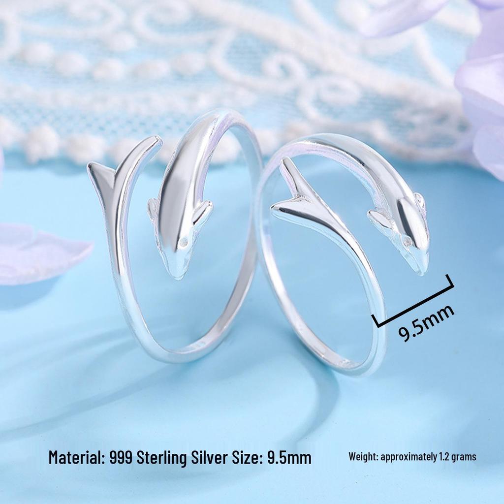 Öffnungsbarer kleiner Delfinring im koreanischen Stil - Niedliches & Kreatives Meeresbewohner-Design