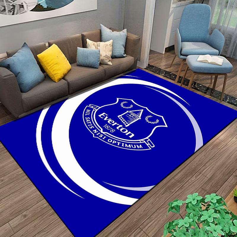 Blue Carpet with Everton Logo and Nil Satis Nisi Optimum Text Suitable for use as an anti-slip for living room bedroom sofas