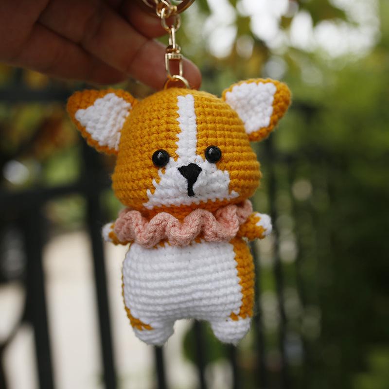 Funny Puppy Series Crochet Keychain Handmaking Knitted Puppy Keyrings Cute Small Dog Doll Crochet Keyrings Custom Accessories