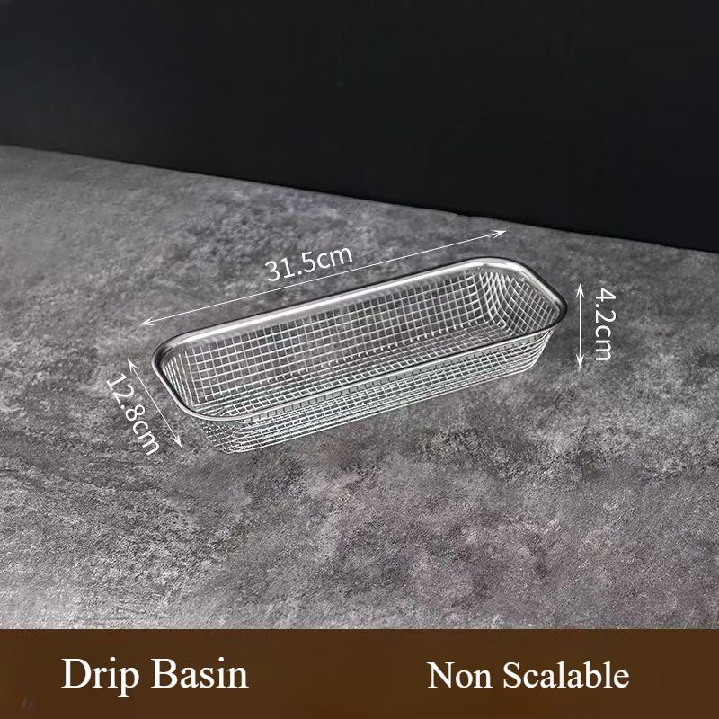 Stainless Steel Expandable Sink Colander with Mesh Design and Extendable Handles for Versatile Straining