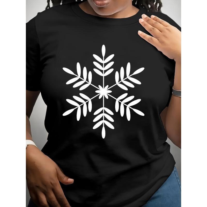 

European sizes Women s Printed T-shirt Breathable and Soft Medium Stretch Fabric Casual Short-sleeved T-shirt, Round Neck Short-sleeved 4XL чорний