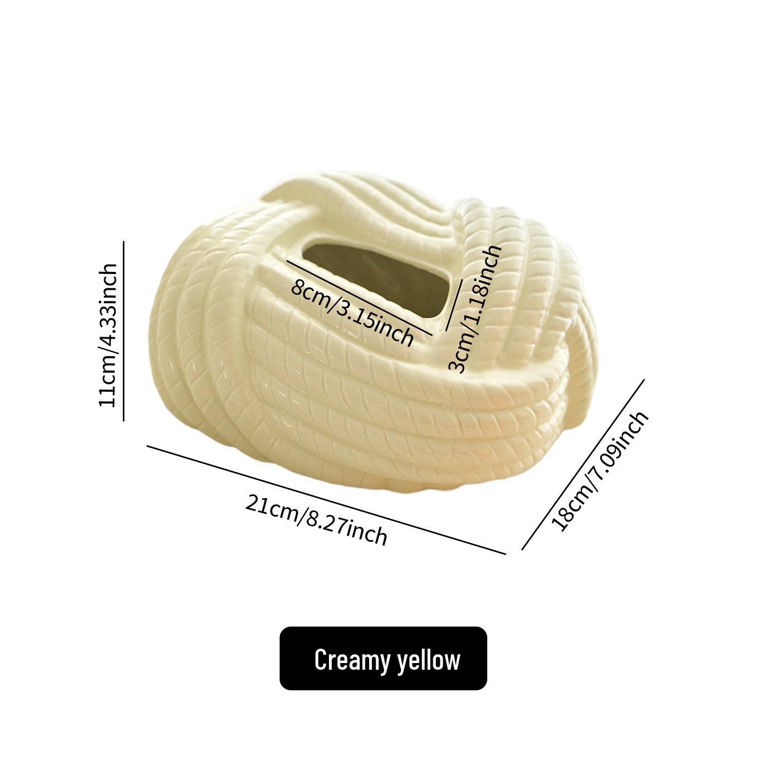 Light Luxury Ceramic Tissue Box: Knot Design for Home Decor