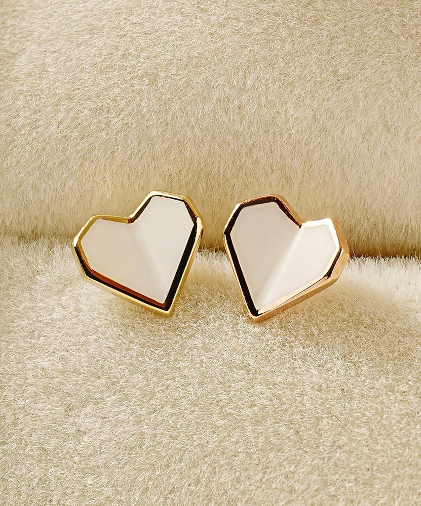 Minimalpiercing 14K Enamel Folded Heart Piercing Earrings