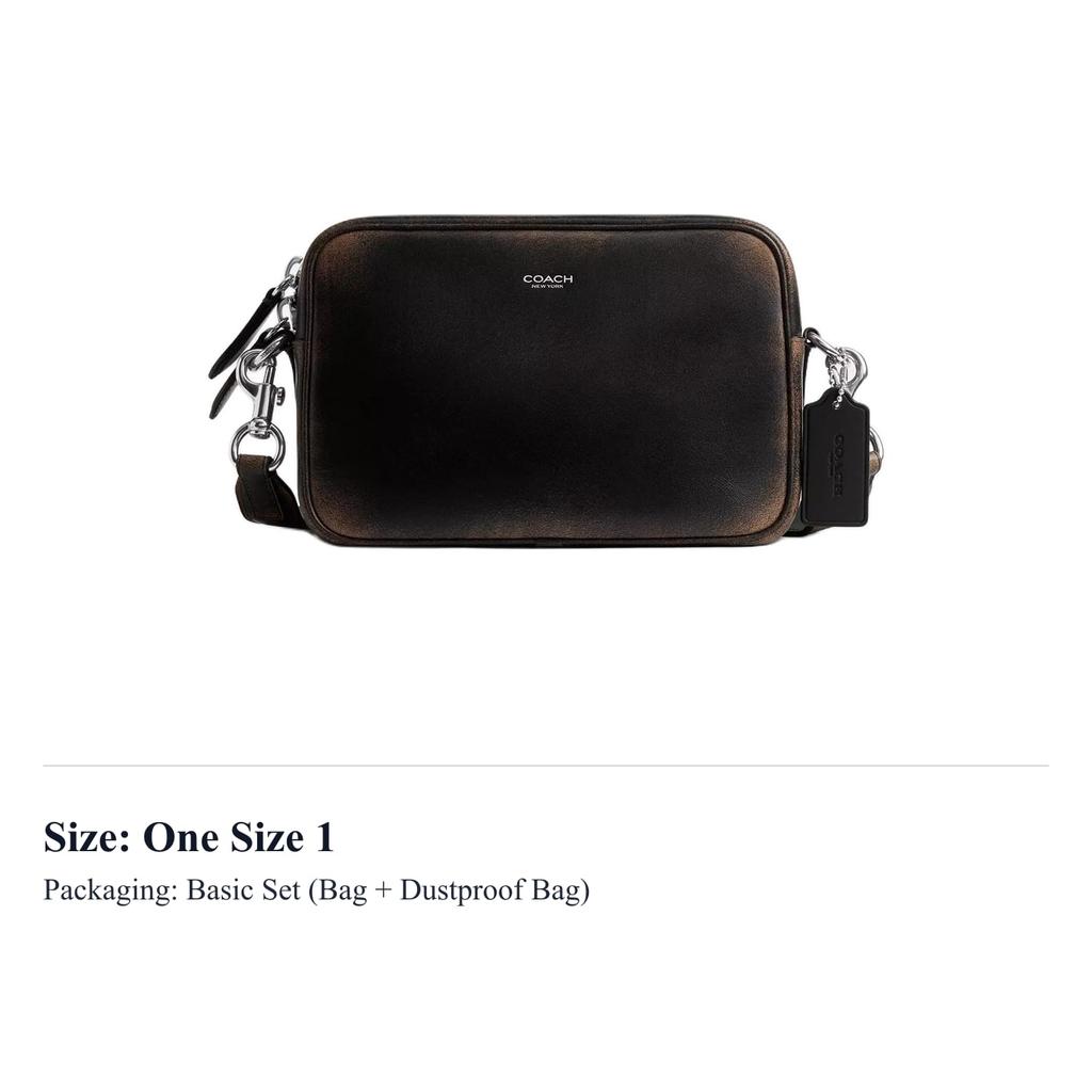 COACH Camera Leather Camera Bag Crossbody Bag Medium Unisex Black CEO41-Y4B