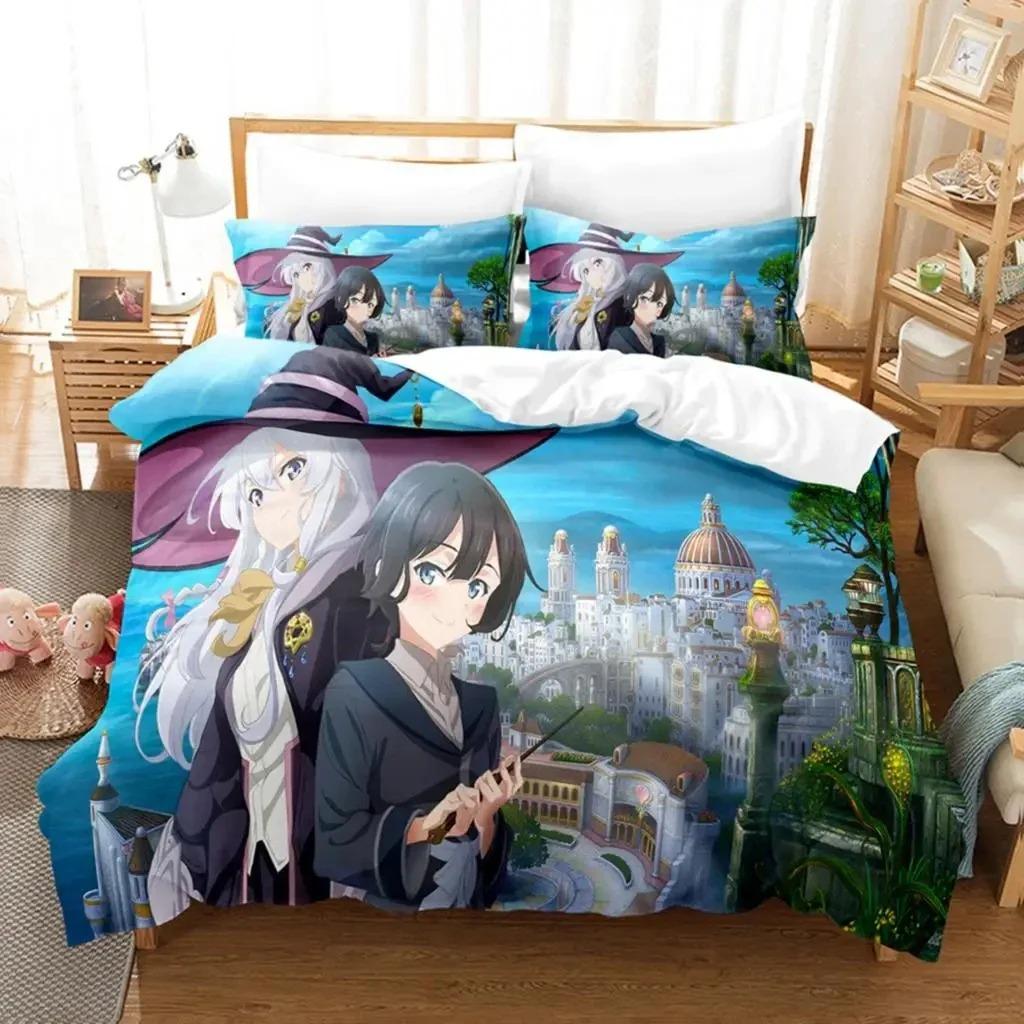 Anime Wandering Witch Journey Of Elaina Bedding Set BoysGirls Twin Queen Size Duvet Cover Pillowcase Bed Kids Adult Customizable