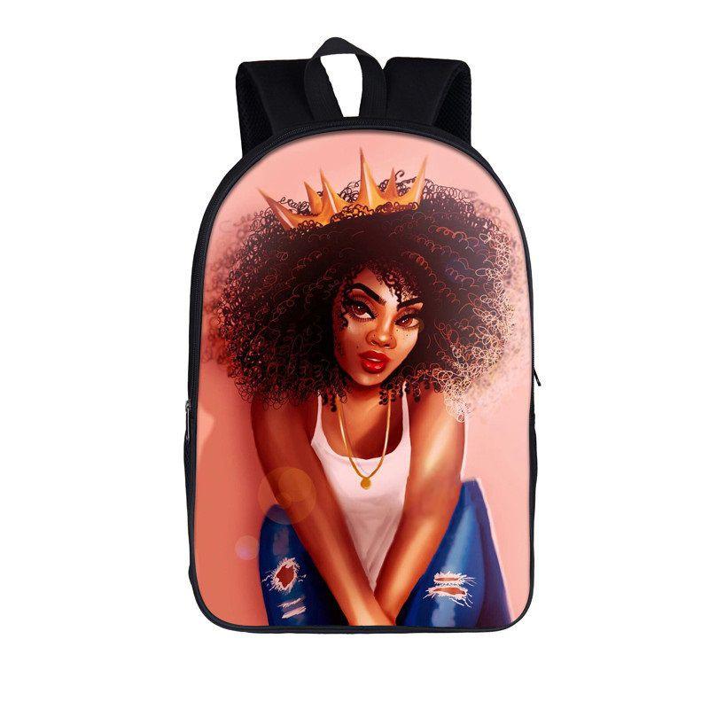 Afro-Afrikanische Schönheit Schwarze Prinzessin Wasserdichter Schulrucksack Mit Verstellbaren Schultergurten