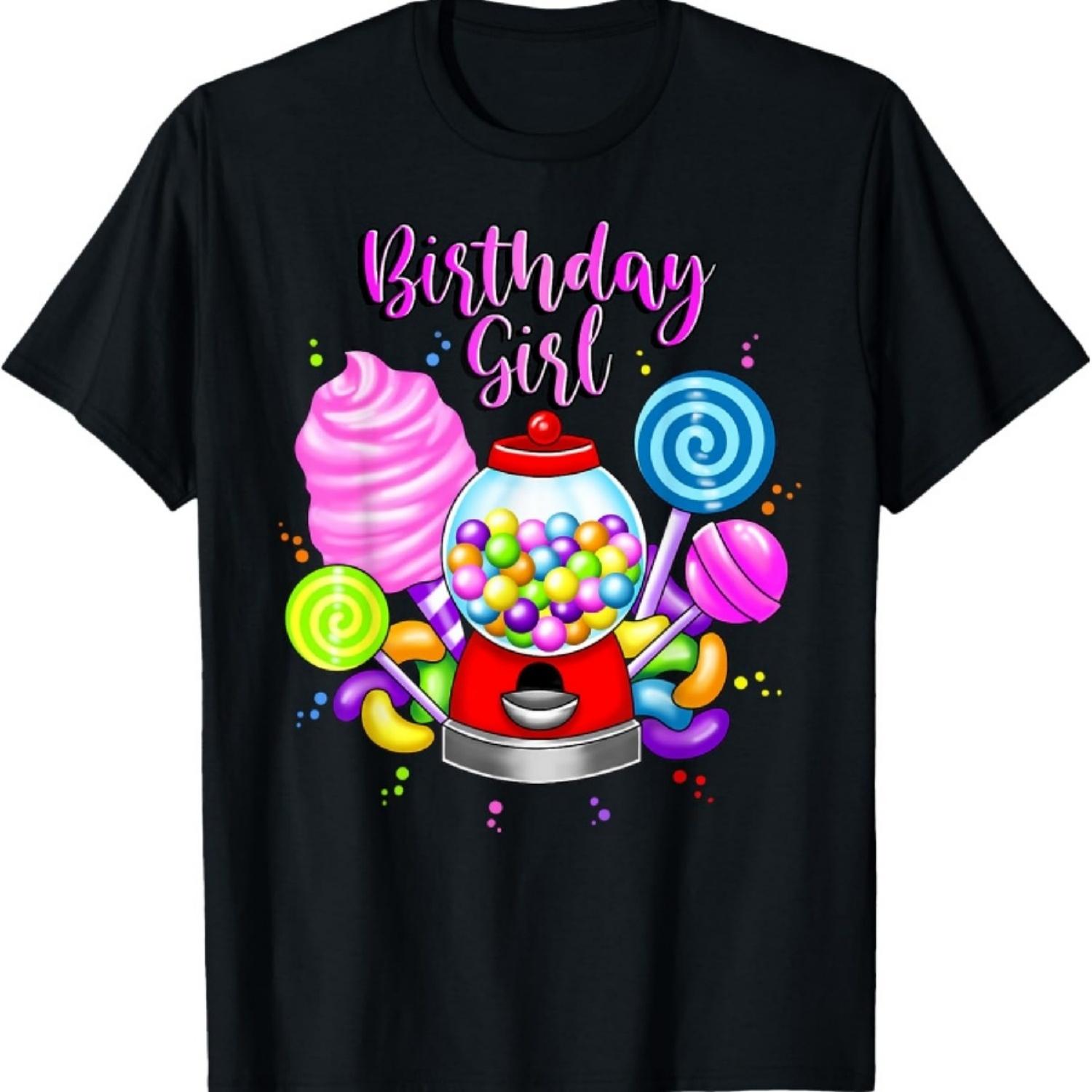 Конфетный автомат День рождения Девочка Сладкая Конфетная страна Подходящая семейная футболка1 S