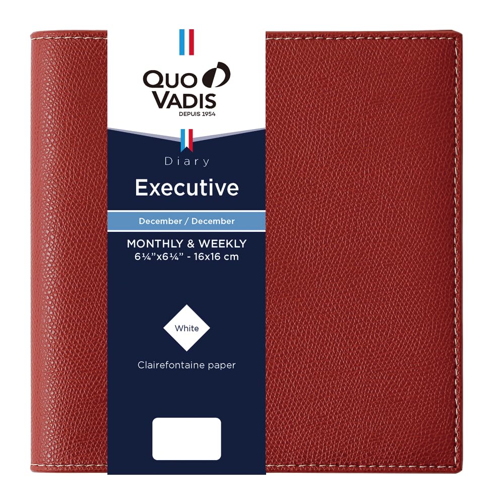 

QUOVADIS 2026 Executive/Club Diary (Weekly Vertical, Starts December 2025, Square 16x16cm) Bordeaux qv01402bx