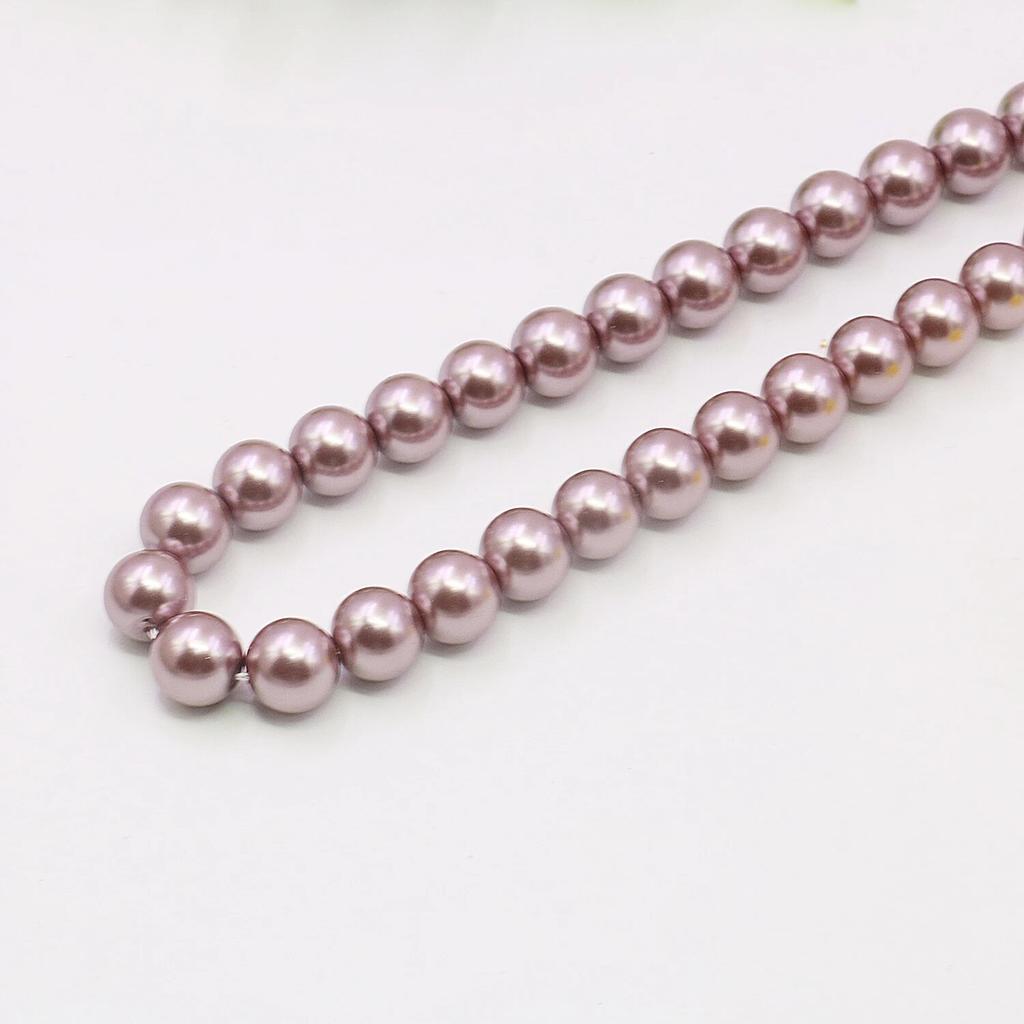 10mm Purple Shell Pearl Necklace Round Beads Neckchain,Chritmas Gifts for Women,18inch Women's Jewelry Making/Design