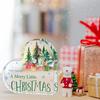 1pc Heart-Shaped Acrylic Christmas Tabletop Ornament with Festive Pine Trees & Gift Design - Multifunctional Holiday Decoration for Home