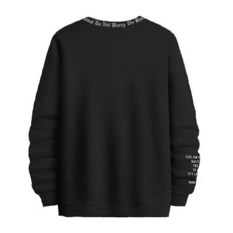 Men Casual Thick Warm Sweatshirt Fall Winter Letter Print Round Neck Long Sleeve Loose Soft Top