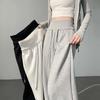 Women's Gray Sports High Waist Hanging Loose Slimming Straight Leg Wide Leg Pants American Sweatpants