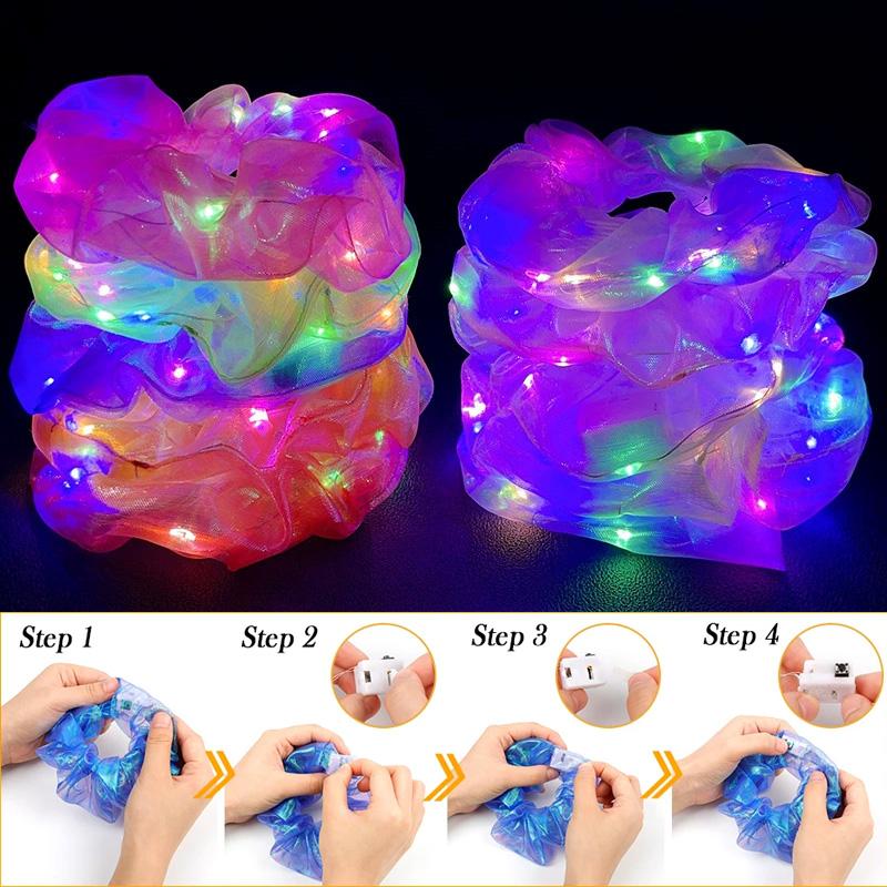 1 Stück Haaraccessoires Festival Party Leuchtende Glüheffekte Damen Haarband Mode LED Haargummi Scrunchie