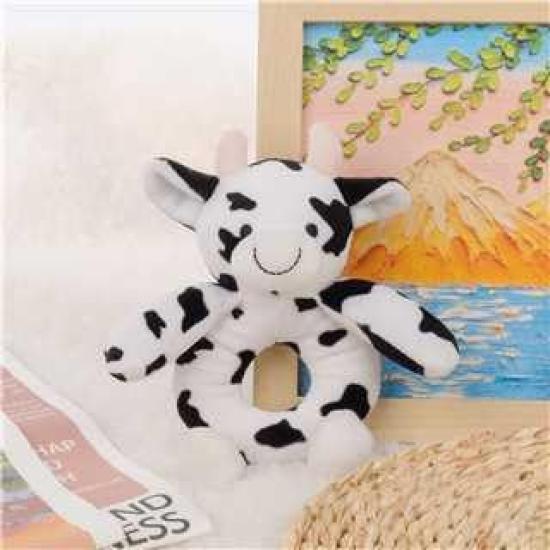 Apricot Lamb Spotted Cow Rattle Soft Baby Stuffed Animal Rattle Toy for Boys and Girls, Lovely for Newborns, 0-3 Months, 0-6 Months+, 15cm
