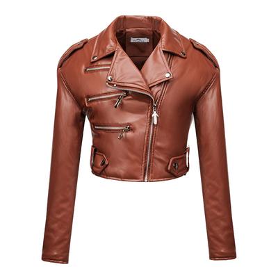 Short Leather Jacket, Spring and Autumn Motorcycle Jacket for Women