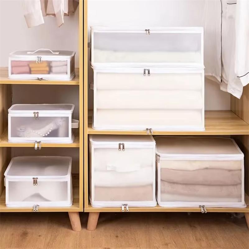 Large-capacity Transparent Storage Boxes Portable Foldable Dormitory Storage Box Household Closet Sundries Storage Box