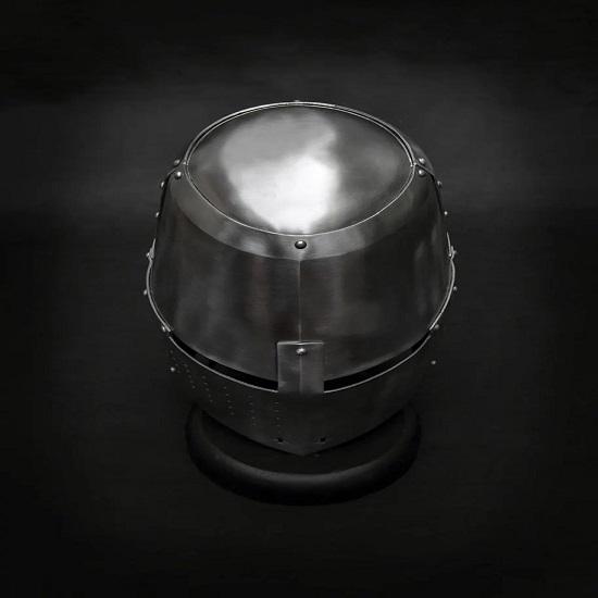 Medieval Crusader Great Helm Hand-Forged Steel Helmet with Cross Detailing Knight Armor Replica