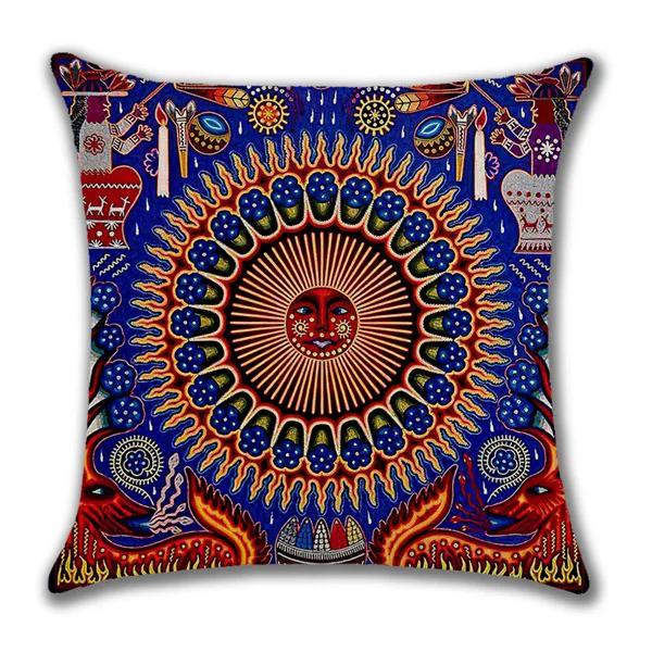 Hot Ethnic Mexico Patterns Linen Pillows Case Indian Apollo Abstract Painting Cushions Case Sofa Couch Throw Pillows Decor Home