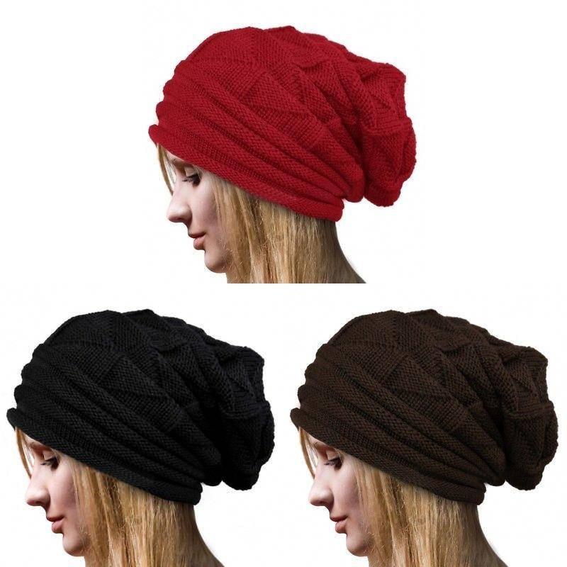 Women's Retro Pleated Edge Pullover Hat Cozy Knitted Beanie For Winter Sports