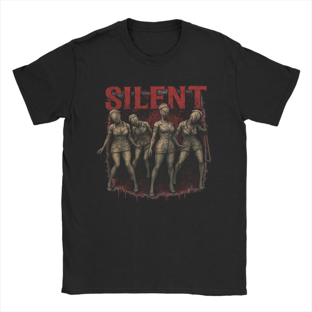 

Винтажная футболка Silent Hill Nurses для мужчин с круглым вырезом, 100% хлопок, футболки с коротким рукавом, одежда с графическим принтом S чёрный