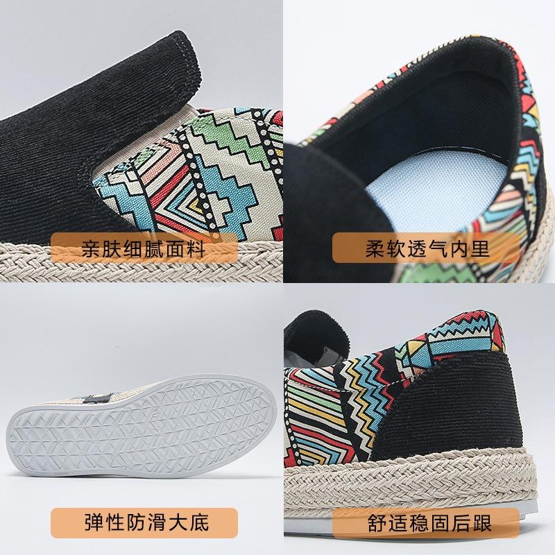 Men's Casual Shoes Corduroy Low-top Fisherman Shoes Canvas Shoes Board Shoes Men's One-pedal Lazy Shoes Cloth Shoes Trendy Men's Shoes