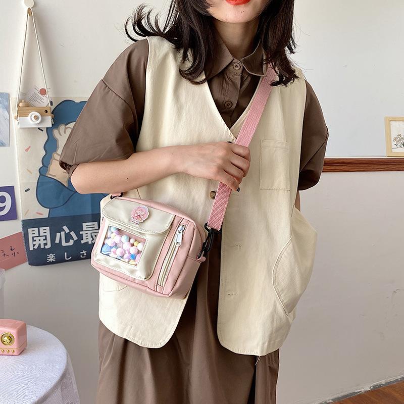 Mobile Phone Bag Canvas Women's Shoulder Messenger Bag College Student 2025 New Fashion Cute Small Bag