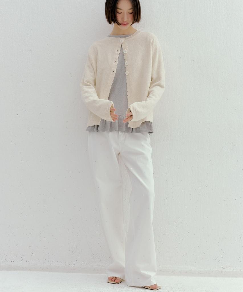 Okuka Layered Frill Top - Gray