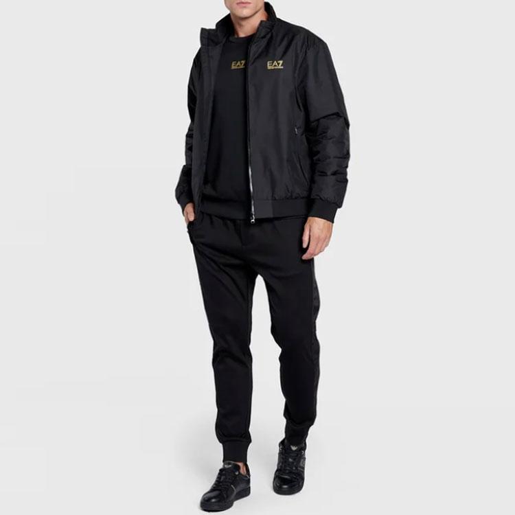 EMPORIO ARMANI EA7 FW22 Letter Logo Print Zippers Stand Collar Fleece Lined Jackets & Coats Men's 6LPB27-PN27Z-0208