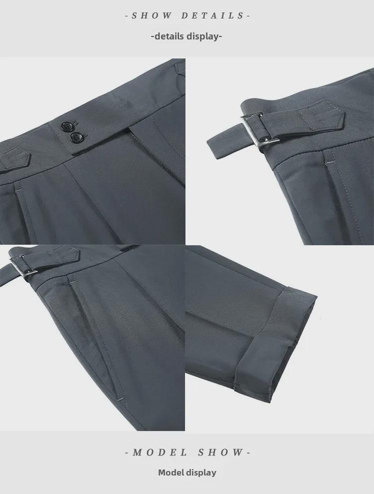 Men's Brown Slim Fit High-Waist Trousers - Naples Collection (Nine-Point, Straight Drape, Business Casual)