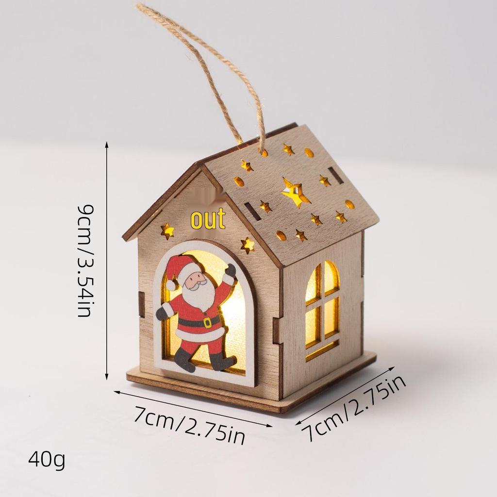 Christmas Luminous Wooden Cabin Ornament - Small House Tree Decoration