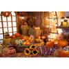Autumn Forest Window Photography Backdrop Fall Maple Leaves Pumpkin Harvest Thanksgiving Kids Portrait Photo Background Decor