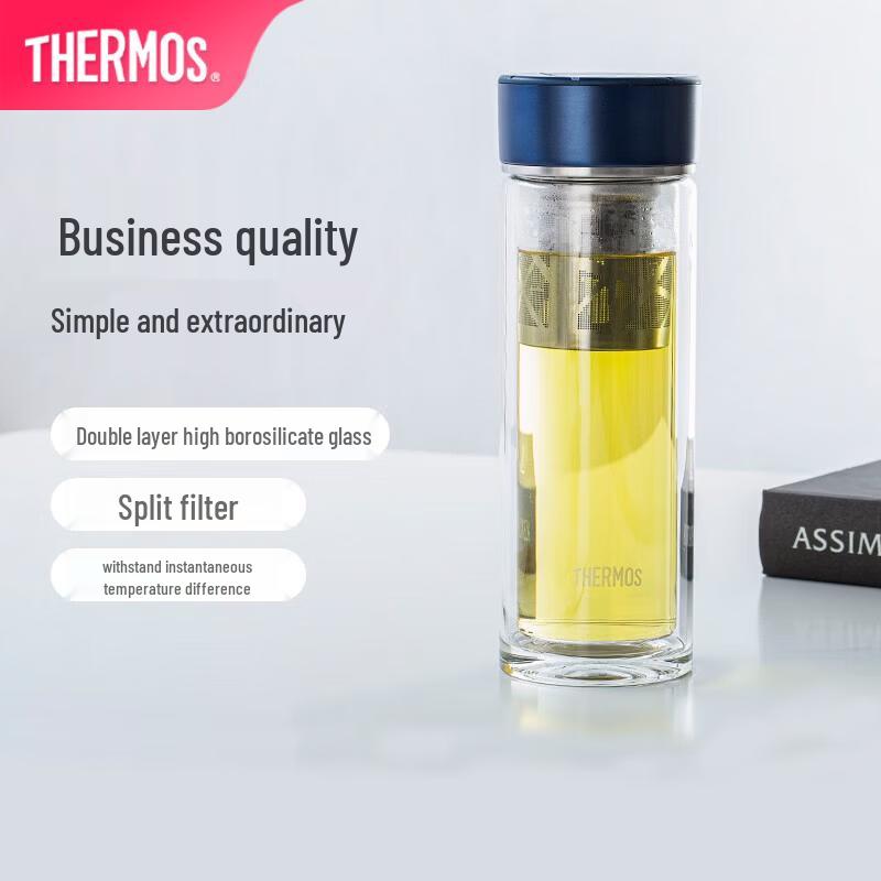 THERMOS Insulated Double-Layer Glass Tea Infuser Bottle