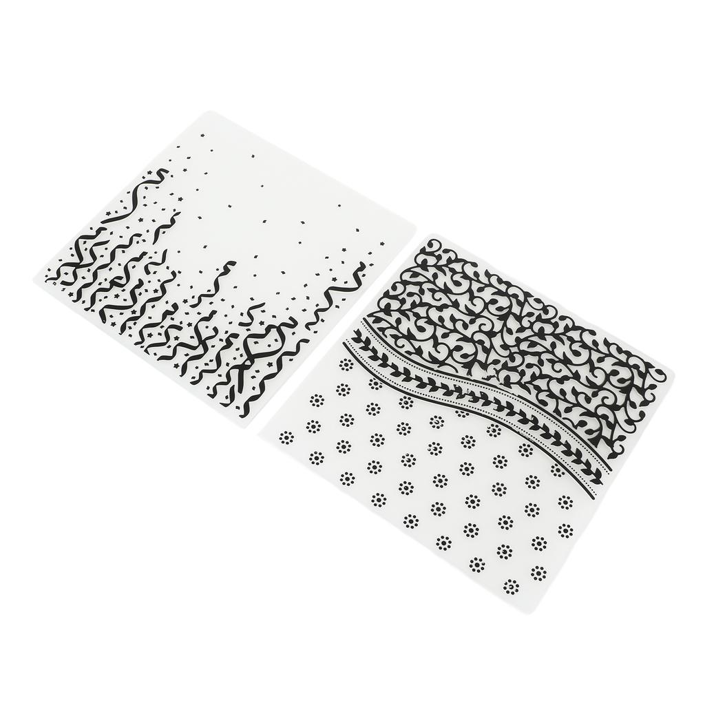 2pcs Embossing Folders Embossed Texture 15.1x15.1cm 5.9x5.9in Decorative Plastic Embossing Stencils for DIY Paper Craft
