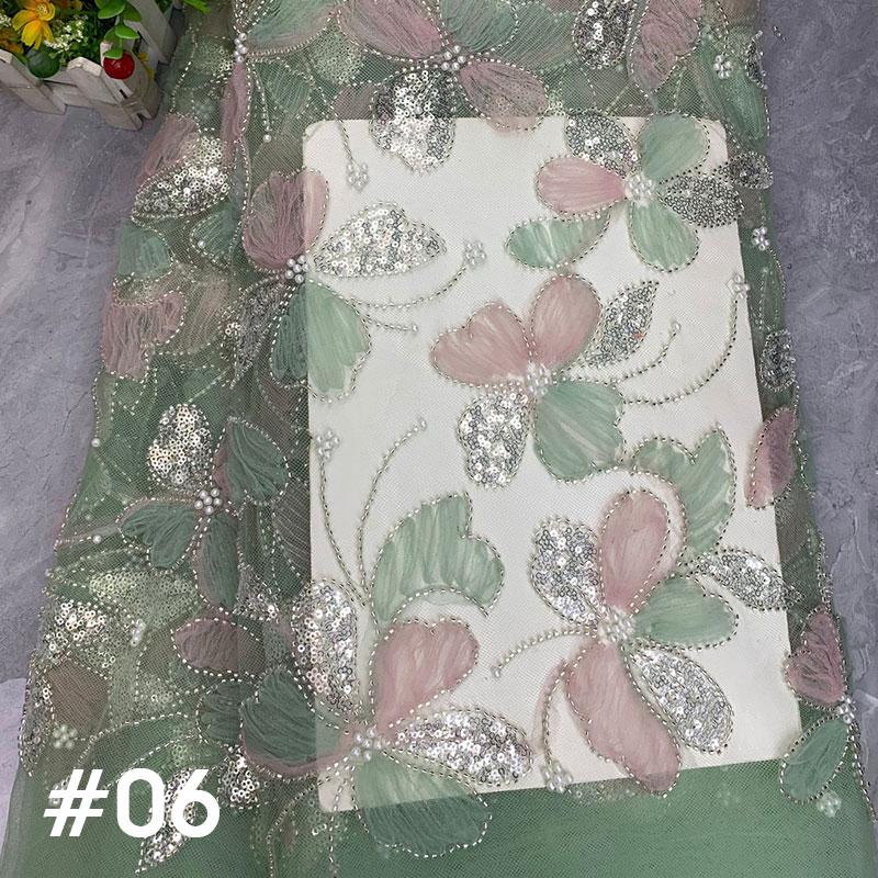 1 Yard Luxury Mesh Bead Tube Sequin Embroidery Fabric African Nigerian Tulle Fabric Diy Bridal Wedding Stage Evening Party Dress